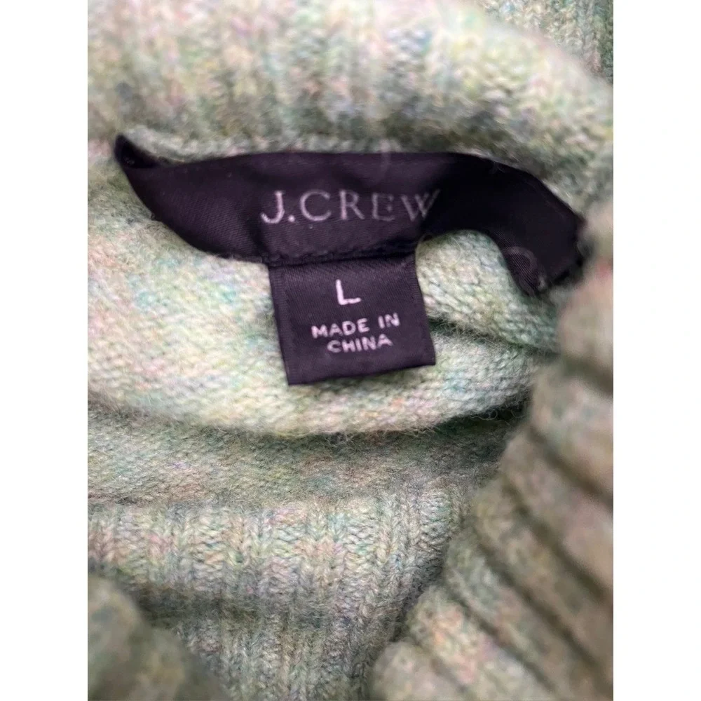 J.Crew Turtleneck Sweater Women Large Green Wool Alpaca Blend Raglan